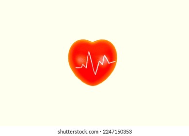 Red heartbeat in heart shape, health concern, healthy lifestyle, health, medicine, people and cardiology concept - with cardiogram on white background, alive, life concept - Shutterstock ID 2247150353