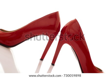 A red heels on white background