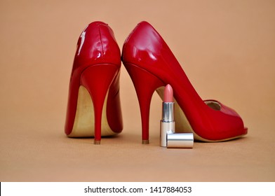 red leather pumps shoes