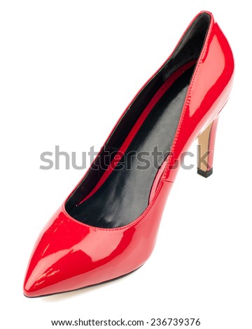 Red high heel shoe isolated on white background. 