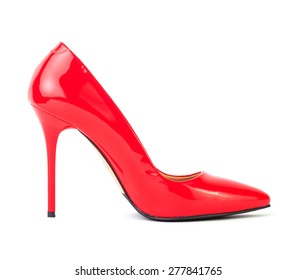 Red High Heel Women Shoe Isolated On White Background