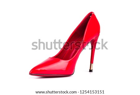 Red high heel women shoe isolated on white background