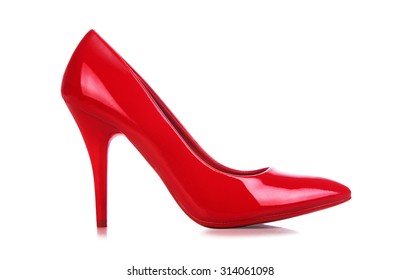 Red High Heels Isolated On White. With Clipping Path. 