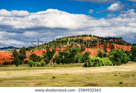 Red hills and plains of Devil's Tower National Monument in Wyoming
