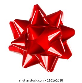 Red Holiday Gift Bow On White Background