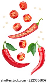 Red hot chili pepper isolated on white background. Cayenne pepper clipping path - Shutterstock ID 2223856809