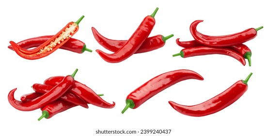 red hot Chili Peppers isolated on white background, clipping path, full depth of field - Powered by Shutterstock