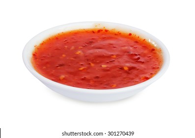 Red Hot Chilli Sauce Isolated On A White Background