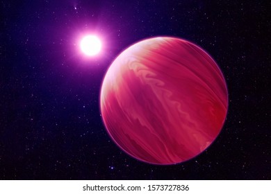 Red, Hot Exoplanet In Deep Space. Elements Of This Image Furnished By NASA