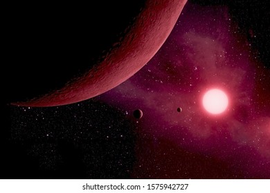 Red, Hot Exoplanet In Deep Space. Elements Of This Image Furnished By NASA