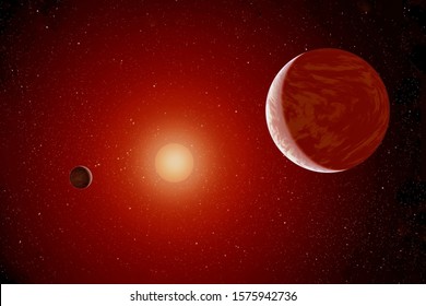 Red, Hot Exoplanet In Deep Space. Elements Of This Image Furnished By NASA