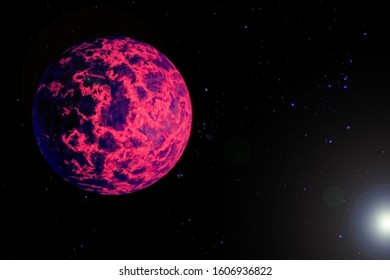 Red, Hot Exoplanet In Deep Space. Elements Of This Image Furnished By NASA