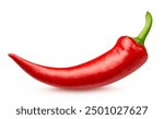 Red hot pepper pod isolated on white background.