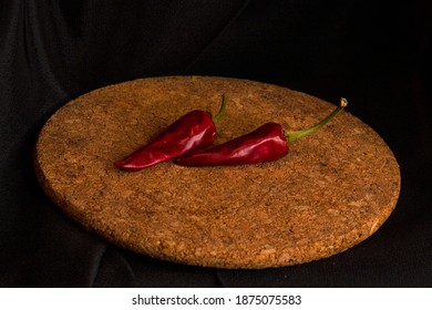 Red Hot Peppers On A Cork Board