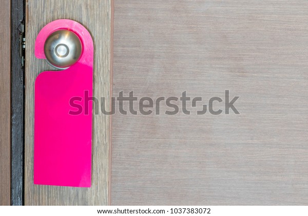 Red Hotel Paper Hang On Door Stock Photo Edit Now 1037383072