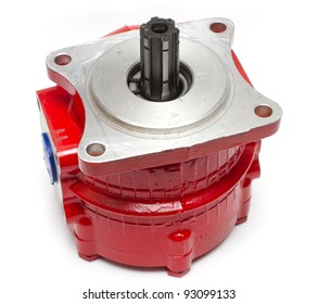 Red Hydraulic Pump Isolated