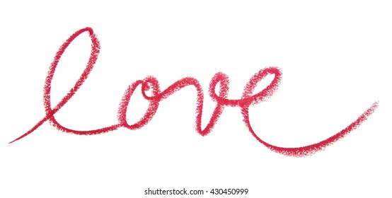Red inscription love written by red lipstick
