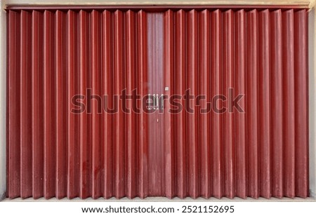 Red Iron door folding door rolling door for shop or office door.