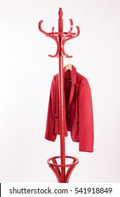 Red Jacket Hanging On A Coat Stand