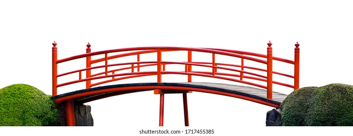 Red Japanese Bridge Isolated On White Background