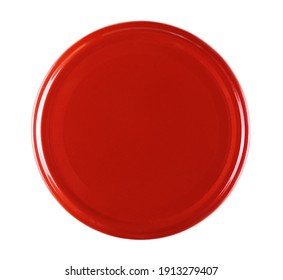 Red Jar Lid Isolated On White Background, Top View