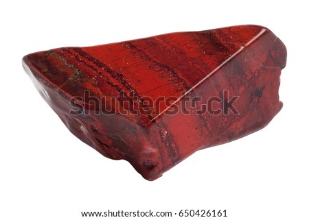 Red jasper raw piece isolated on white background