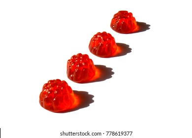 Red Jelly Candies on White Background