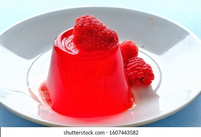 Red Jelly Mould On White Plate