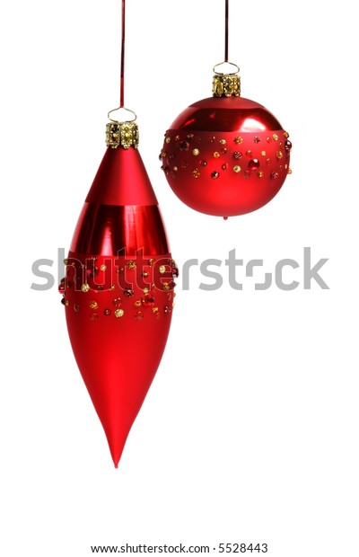 Red Jewelled Christmas Ornaments Isolated On Stock Photo Edit Now