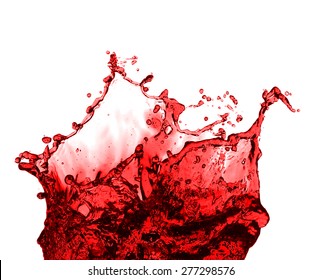 Red Juice Splash Closeup Isolated On White Background