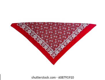 Red Kerchief Bandana With A Pattern, Isolated.