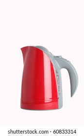 red kettle on a white background