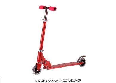 Red Kick Scooter Isolated On White 