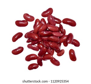 Red Kidney Bean, Canned Beans Isolated On White Background, Top View.