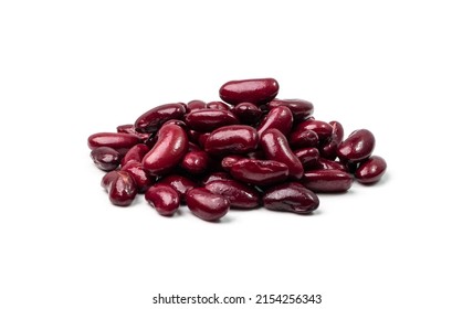 Red Kidney Beans Isolated. Cooked Bean Pile, Baked Legume, Canned Red Beans, Rajma, Phaseolus Vulgaris, Leguminous Salad Ingredient On White Background