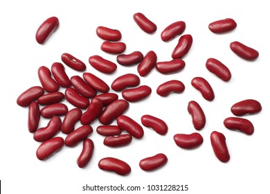 Red Kidney Beans Isolated On White Background. Top View