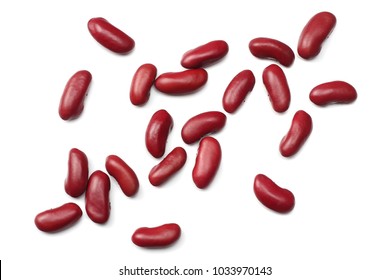 Red Kidney Beans Isolated On White Background. Top View