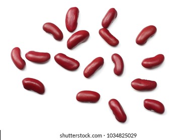 Red Kidney Beans Isolated On White Background. Top View