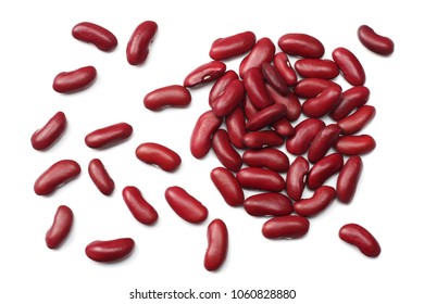 Red Kidney Beans Isolated On White Background. Top View