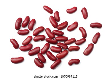 Red Kidney Beans Isolated On White Background. Top View