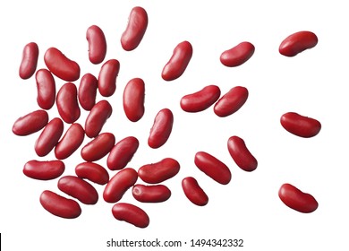 Red Kidney Beans Isolated On White Background. Top View