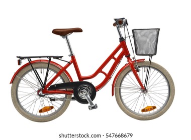 Red Kids Bike Isolated On White Background Bicycle