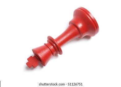 Red King Chess Piece On White Background