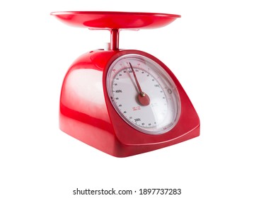 Red Kitchen Scale On White Background