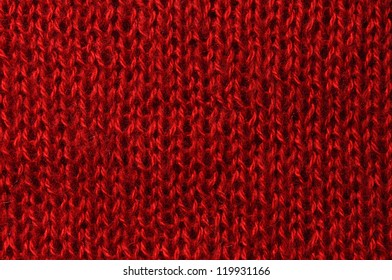 Red Knit Background In Full Frame