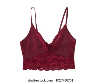 red lace bralette isolated on white background