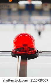 Red Lamp Signal To The Beginning Of The Game, The End Of The Game - Notification Of Pauses Or Scoring A Goal - Hockey Rink