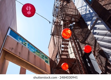 Red Lanterns and Urban Architecture, Low Angle View - Powered by Shutterstock