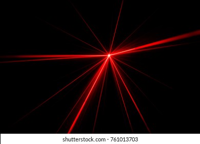 Red Laser Beam Light Effect On Black Background.