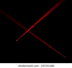 Red Laser Beams On Black Background